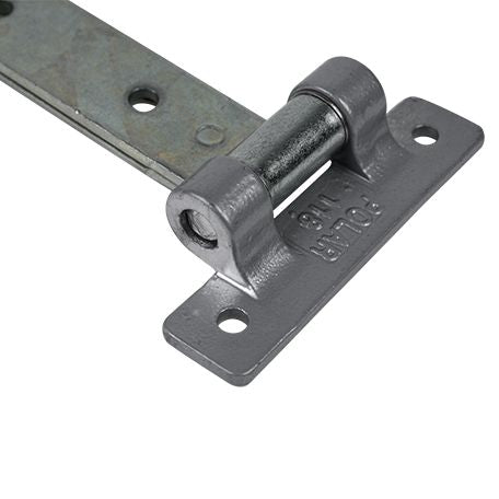 Zinc plated truck trailer hinge for side or rear doors, available in multiple sizes and offsets, sold individually.