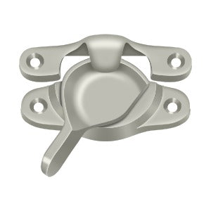 Window sash lock measuring 1-1/8 inch by 3 inch, available in multiple finishes, sold individually for secure window operation.