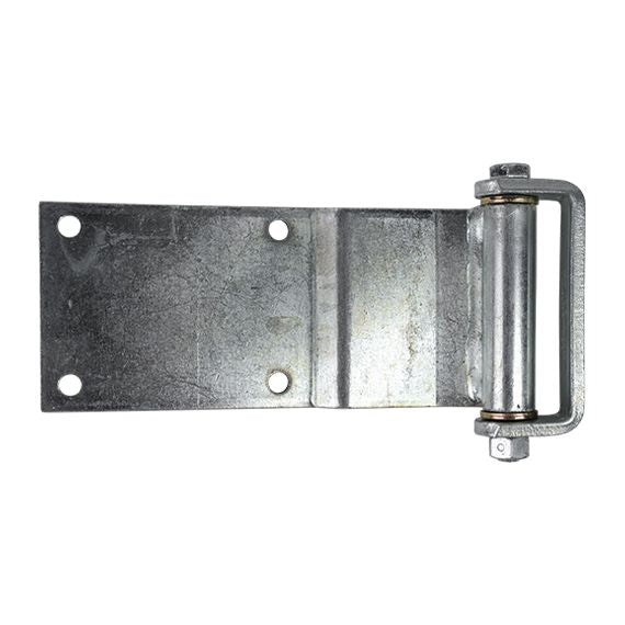 All steel rear door hinge for trucks and trailers, zinc plated, featuring multiple hole patterns, sold individually.