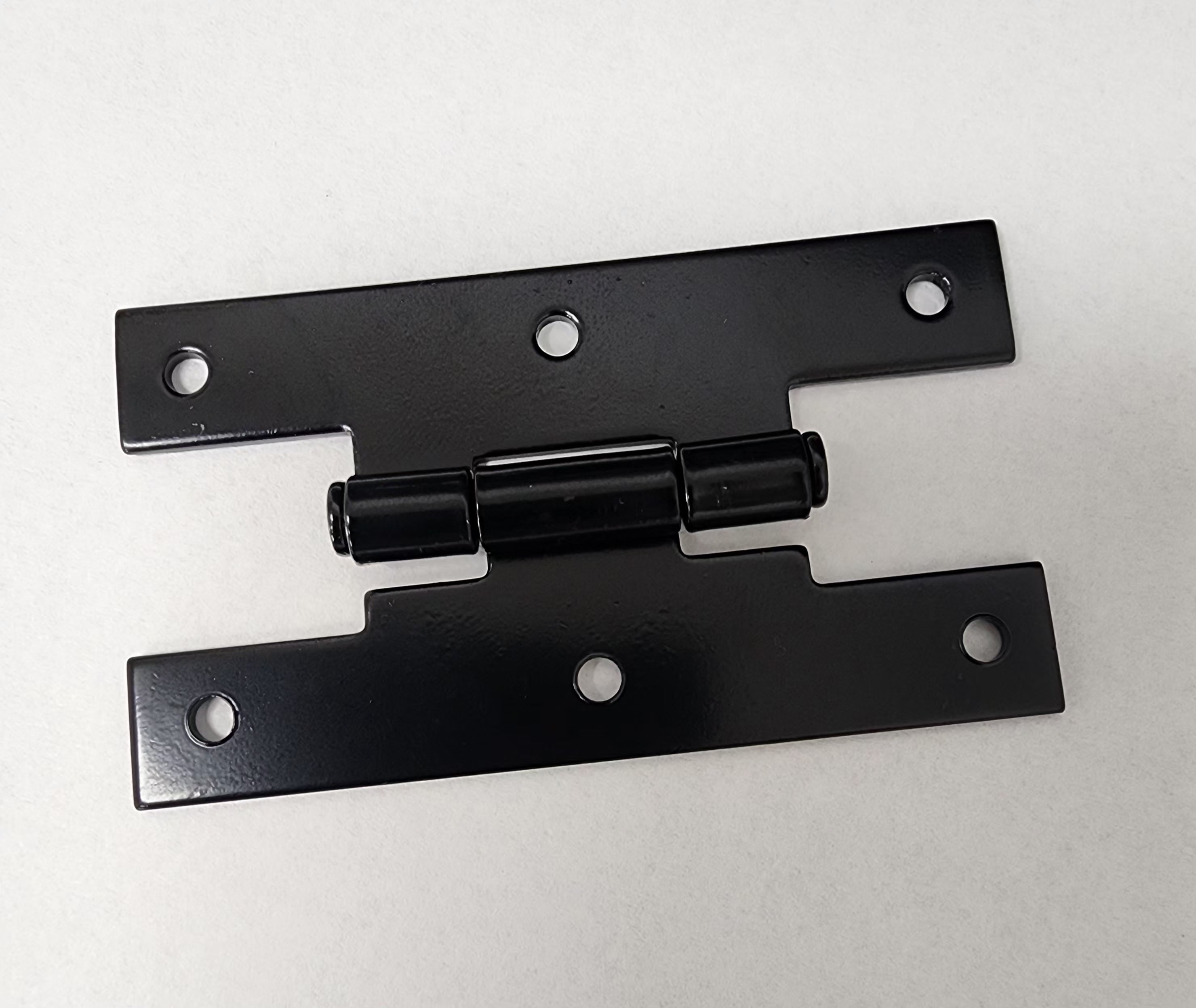 Flat steel flush H-hinge in semi-gloss black finish, available in multiple sizes, sold in a 2 pack.