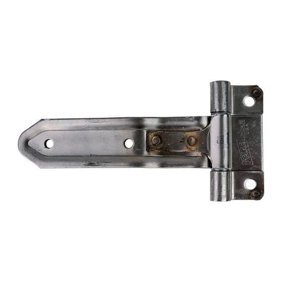 Embossed stainless steel square corner hinge with reverse brackets for trucks and trailers, available in multiple sizes.