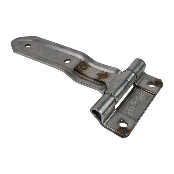 Embossed stainless steel square corner hinge with reverse brackets for trucks and trailers, available in multiple sizes.
