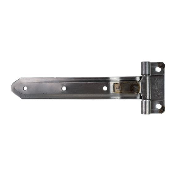 Embossed stainless steel square corner hinge with reverse brackets for trucks and trailers, available in multiple sizes.