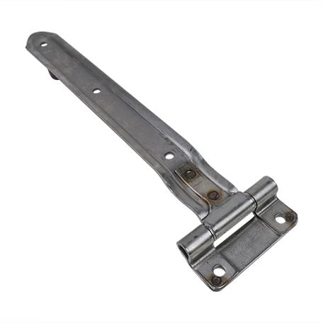 Embossed stainless steel square corner hinge with reverse brackets for trucks and trailers, available in multiple sizes.
