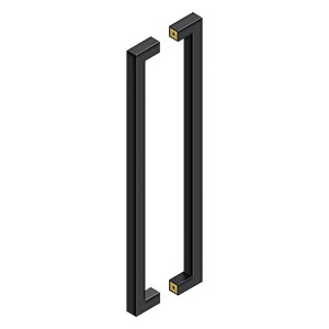 Contemporary back-to-back door pulls in various sizes and finishes, sold as a 2-pack for modern decor.