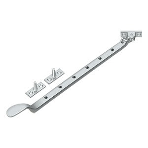 13-inch colonial window casement stay adjuster in various finishes, sold individually for secure window positioning.