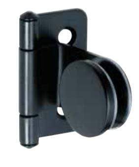 Inset glass door hinge for cabinets, available in multiple finishes, sold individually for versatile installation.