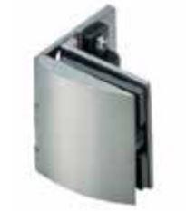 Inset glass door hinge for cabinets, available in multiple finishes, sold individually with a catch mechanism.