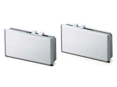 Chrome finish glass door hinges for cabinets, upper bracket for sliding doors, includes a 4-piece set.