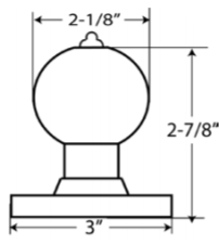 Standard duty commercial cylindrical entrance door knob lockset dimensions with a round knob design.