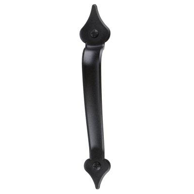 Set of two 12-inch magnetic spade handles for garage doors with a black hammered finish. Durable and stylish design.