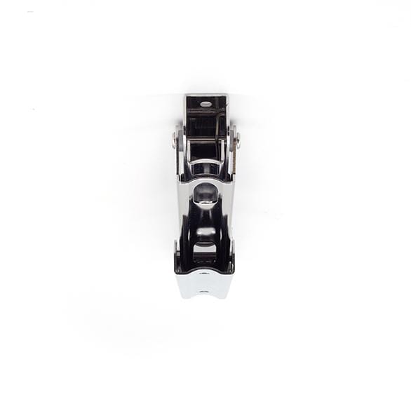 Stainless steel folding shelf bracket viewed from above, designed for sturdy support and available in multiple sizes.