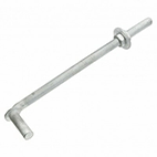 Zinc plated J-Bolt or bolt hook for farm gate hinges, 5/8 inch x 12 inch, sold individually for secure fastening.