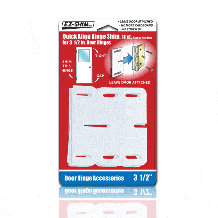 Door hinge shims for 3.5-inch hinges, made in the USA, designed for quick alignment and gap adjustment.