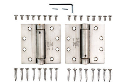 Clearance - 316 Grade Commercial Stainless Steel Spring Hinges - 4 1/2" Square - 2 Pack