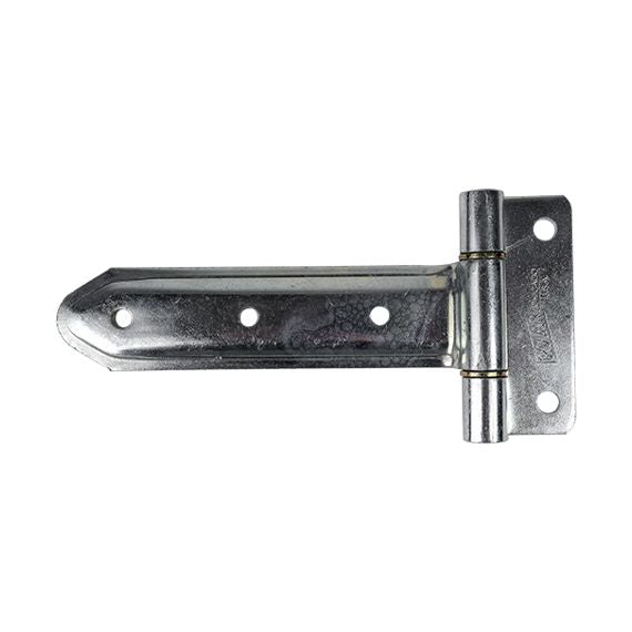 Embossed steel truck and trailer hinge with narrow bracket for side and rear doors, zinc plated, sold individually.