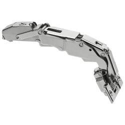 Clip top concealed cabinet hinge with a full overlay design, self-closing feature, and 155° wide angle opening.