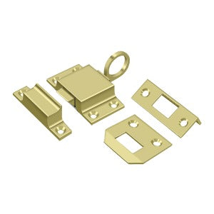 Transom window catch set in multiple finishes, measuring 1-5/8" x 2-1/4", sold individually for secure window closure.