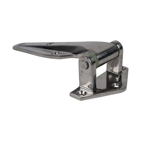 Polished 5-1/8 inch refrigeration hinge made of 304 stainless steel, available in multiple offsets, sold individually.