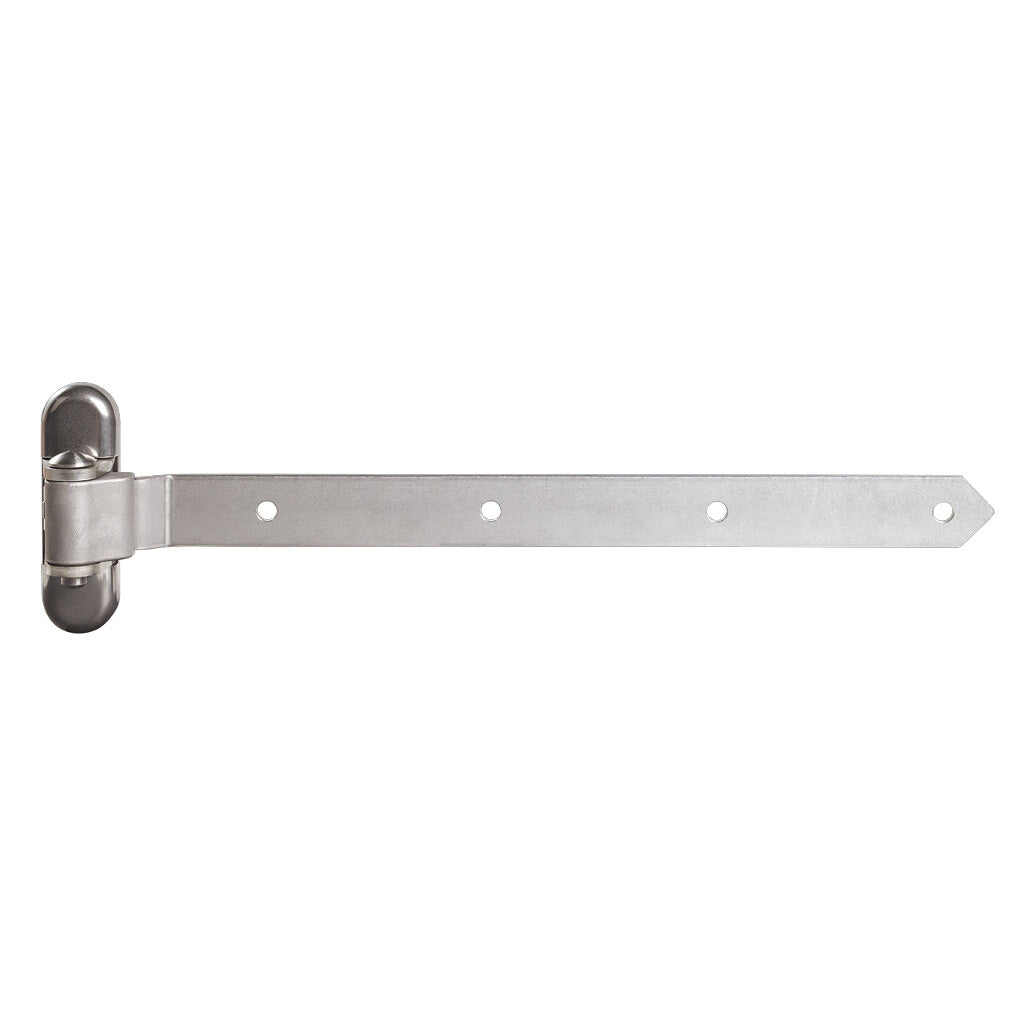180° 3-way adjustable strap hinges for wooden gates, supporting up to 770 lbs, available in multiple sizes and finishes.