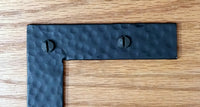 Hand-forged rustic L brackets with square ends, available in 4 or 6 inches, includes rustic head screws.