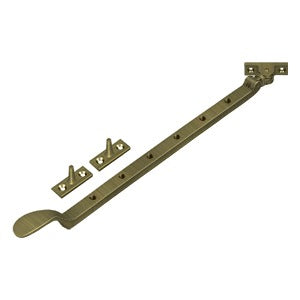 13-inch colonial window casement stay adjuster with multiple finishes, sold individually for secure window positioning.