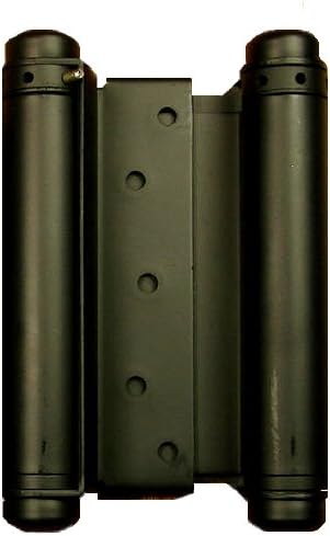 Adjustable double acting spring hinges in matte black, suitable for doors ranging from 2 to 7 inches.