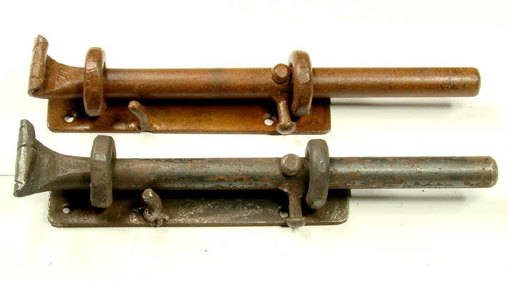 8" Heavy Duty Rustic Cane Bolt / for bottom of door or gate (incl flat strike plate)