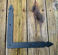 Hand-forged rustic L bracket, 12"x12"x1.5", with a hammered finish, ideal for sturdy support in various projects.