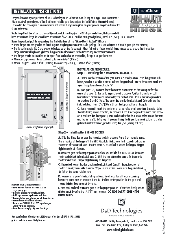 Multi-adjustable black gate spring hinge for gaps 1/4" to 7/8", suitable for metal, vinyl, or wood gates.