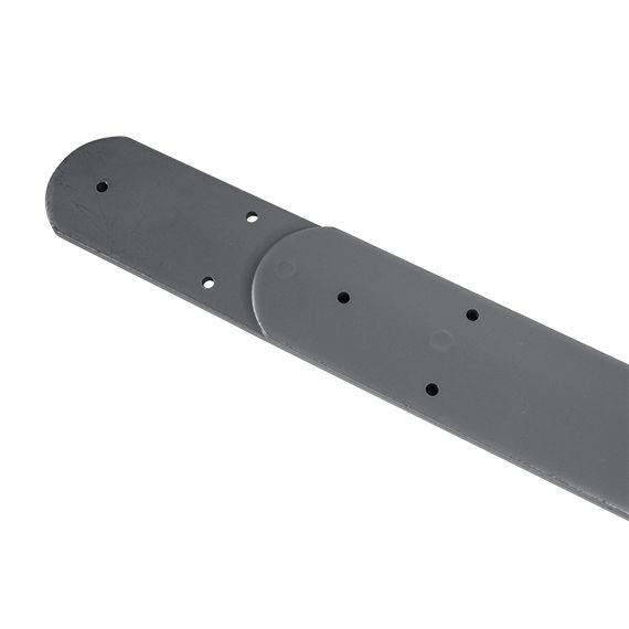 Heavy duty 16-inch square corner strap hinge for truck or trailer rear doors, available in multiple finishes.