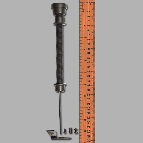 Adjustable all-in-one gate latch pull for wood, vinyl, and metal gates, fits posts 2-1/4" to 5-1/2", black finish.