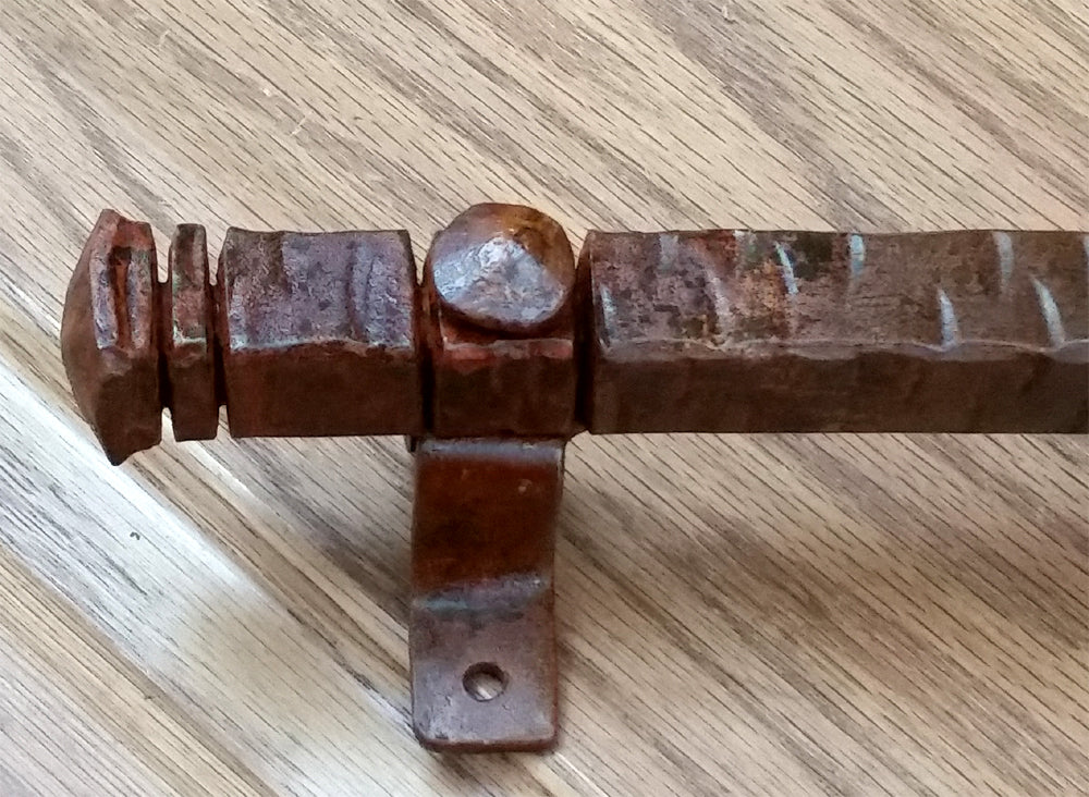 Rustic 13-inch barn door pull handle with decorative ends, available in multiple finishes, sold individually.