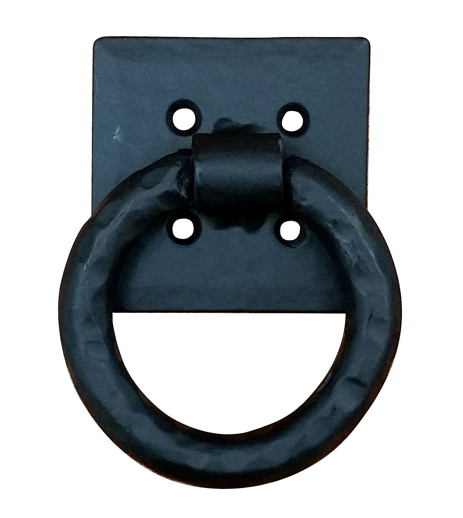 Hammered 3-inch ring pull with a distressed finish and back plate, ideal for doors and cabinets. Sold individually.