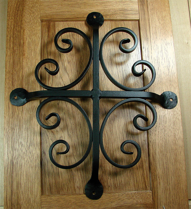 Premium fishtail scroll door and gate grille with flat tips, measuring 12x14 inches, available in multiple finishes.