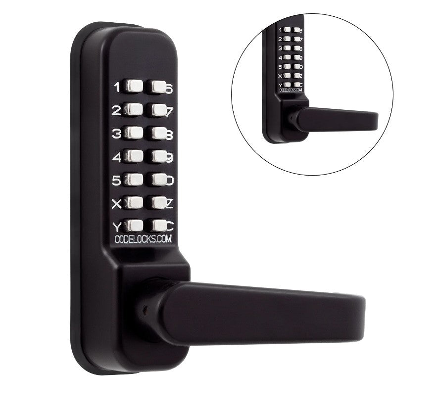 Mechanical gate lock with code, 400 Series, tubular latchbolt, available in multiple finishes, sold individually.