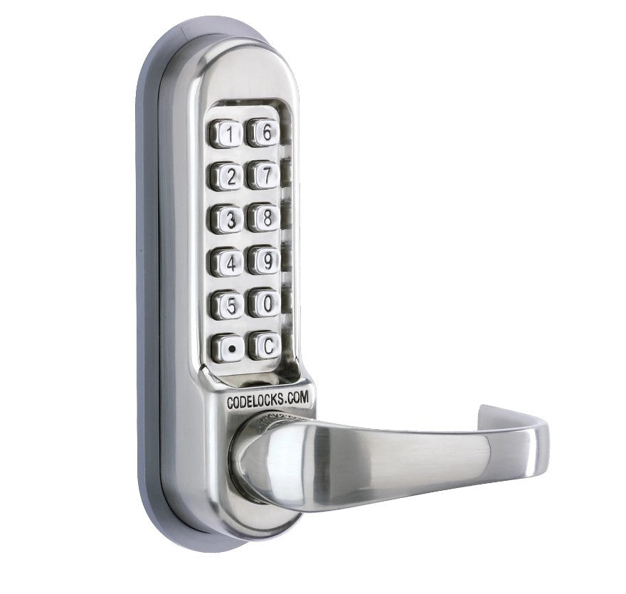Heavy duty mechanical gate lock with code, tubular latchbolt, available in multiple finishes, sold individually.