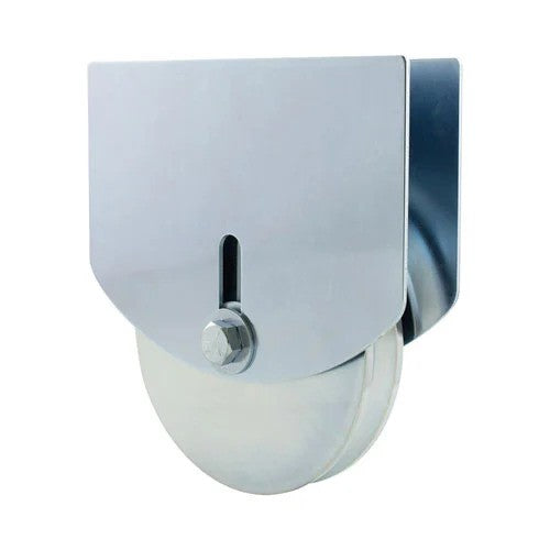 Durable 6-inch gate wheel with mounting plates for smooth gate operation, sold individually for easy installation.