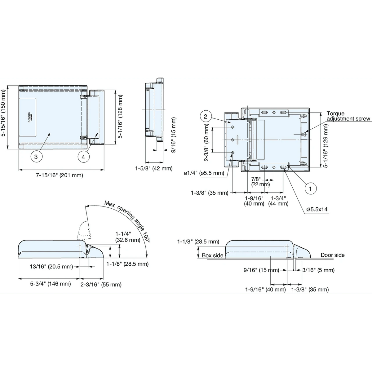 Lift Assist Hinge - Surface Mount - For Cabinets - Stainless Steel Body - Light Grey Cover - Sold Individually
