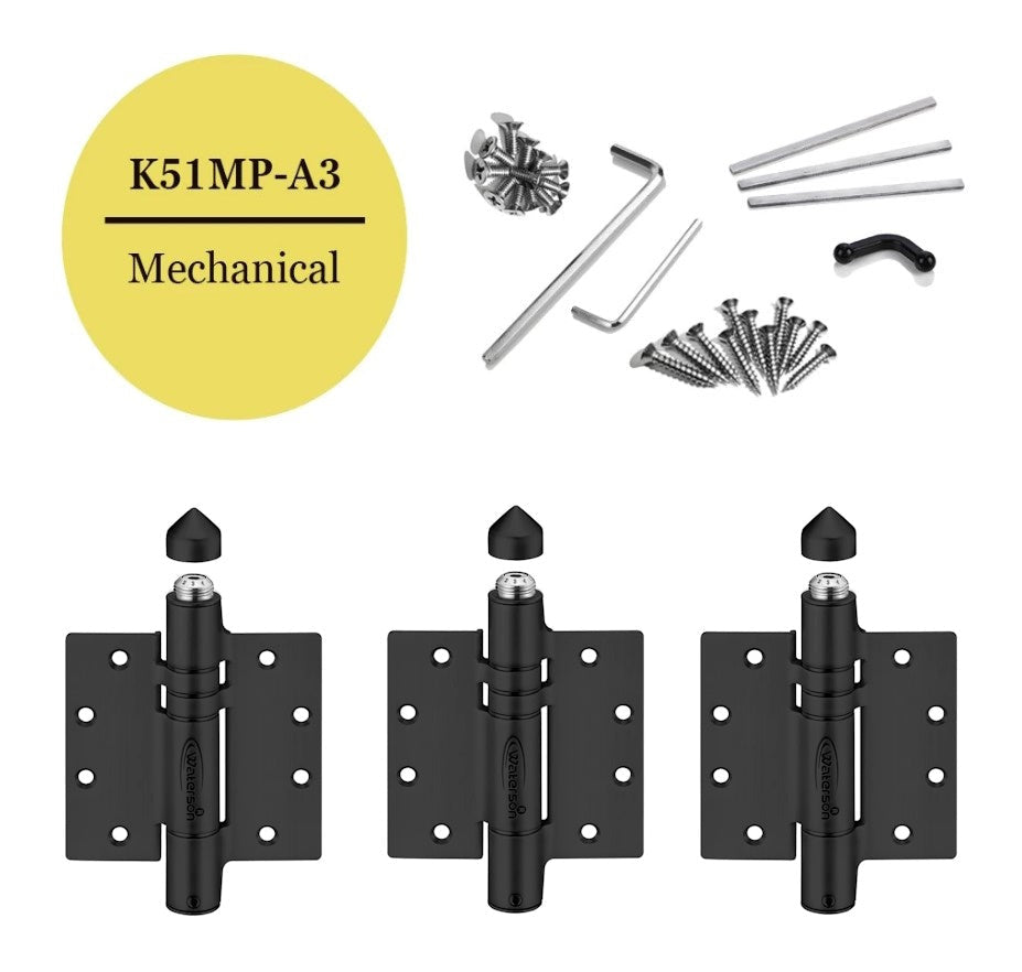 Adjustable Gate Spring - Heavy Duty Self-Closing Gate Spring Hinges / Gate Closer - 4-1/2" Inch X 4-1/2" Inch - Butt Hinge With Weather Cap - 304 Stainless Steel - For 1-3/4" Inch Thick Doors Up To 260 Lbs. - 3 Pack