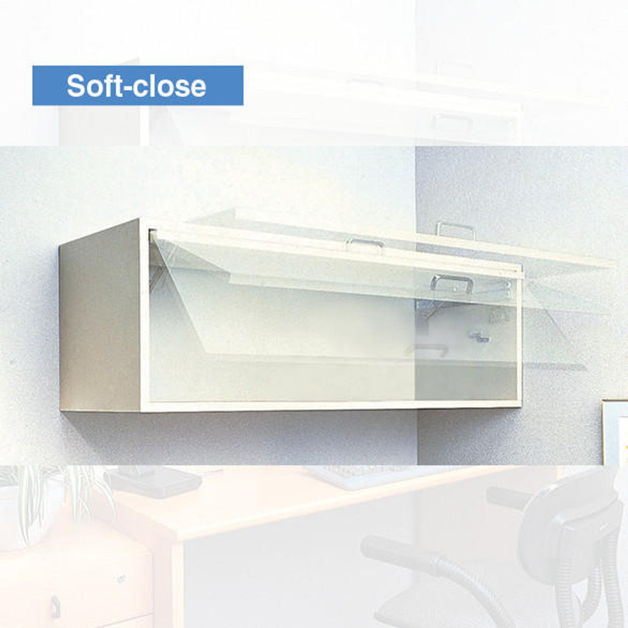 Inset receding cabinet sliding door system with soft close feature, designed for upward opening flap doors in nickel finish.