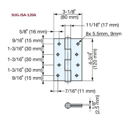 Spring Loaded Aluminum Hinges - Adjustable Self-Closing - Single Hinge - Sugatsune