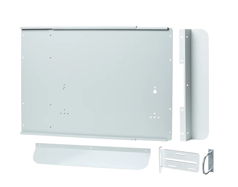 Heavy duty outdoor panic bar hardware kit for gates, available in multiple finishes, includes all necessary components.