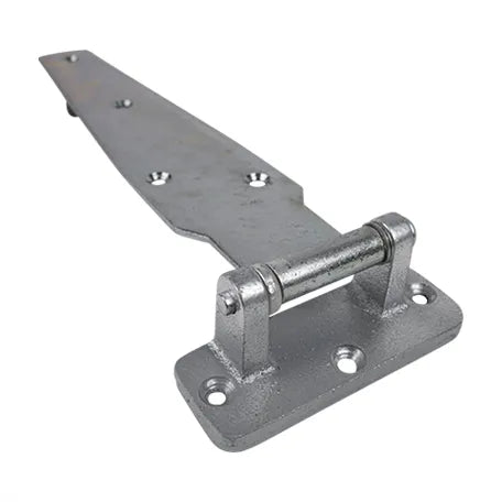 Heavy duty refrigeration hinge for cold storage, 14-1/2 inches, zinc plated, available in multiple offsets, sold individually.