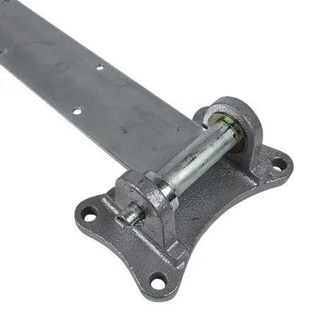 Heavy duty refrigeration hinge for cold storage, 17 inches, zinc plated, available in multiple offsets, sold individually.