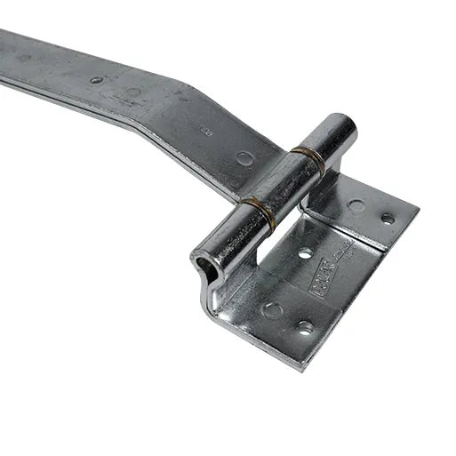 Zinc plated truck trailer hinge for rear doors, available in multiple sizes and offsets, sold individually.