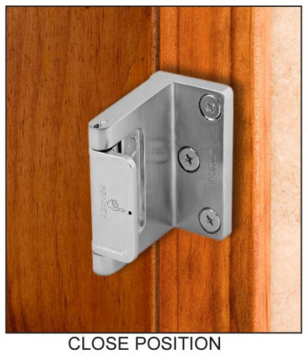 Privacy door latch in close position, available in multiple finishes for individual sale, ideal for secure door locking.