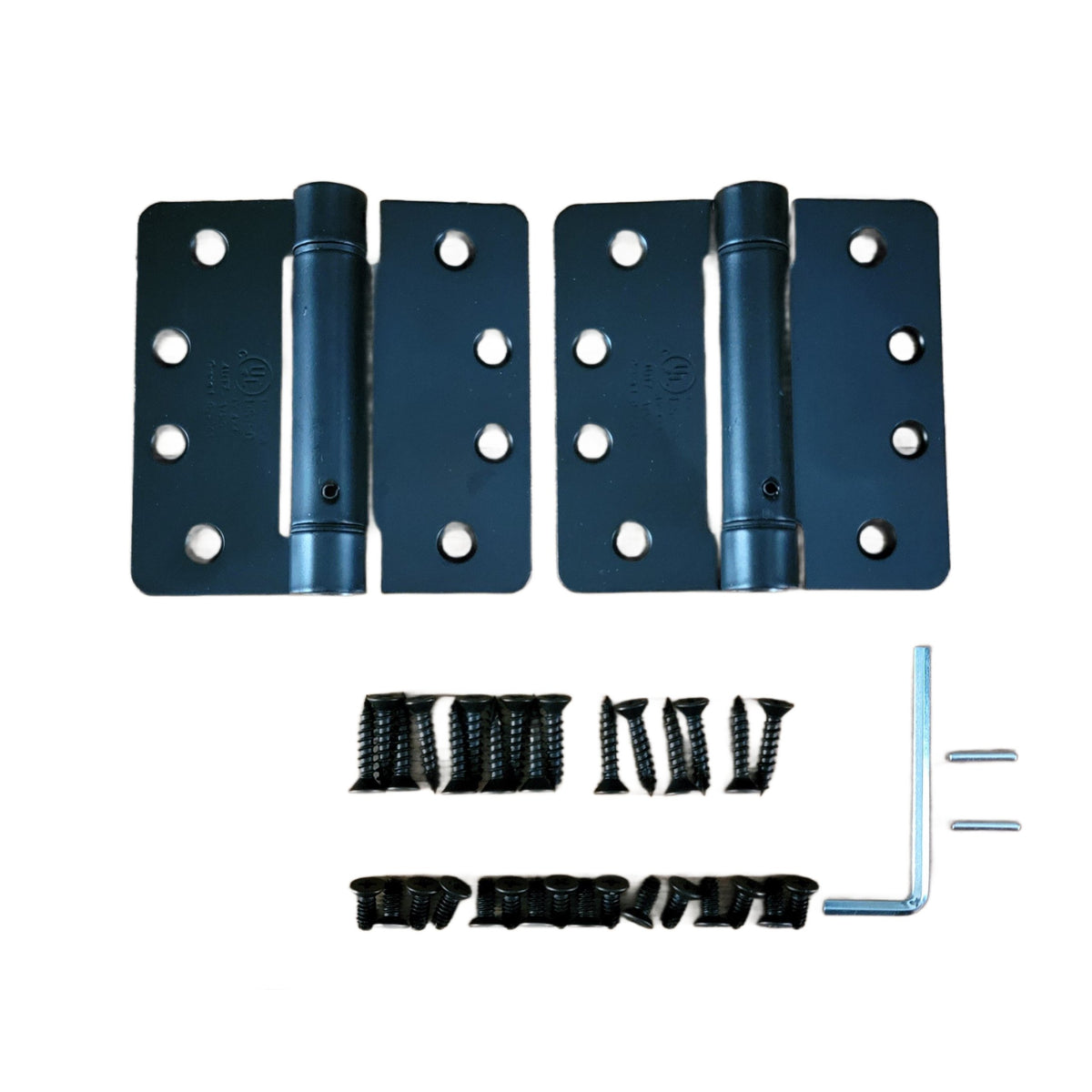 4" X 4" Spring Hinges With 1/4" Radius Corners - Template (Arch) Hole Pattern - Multiple Finishes Available - 2 Pack