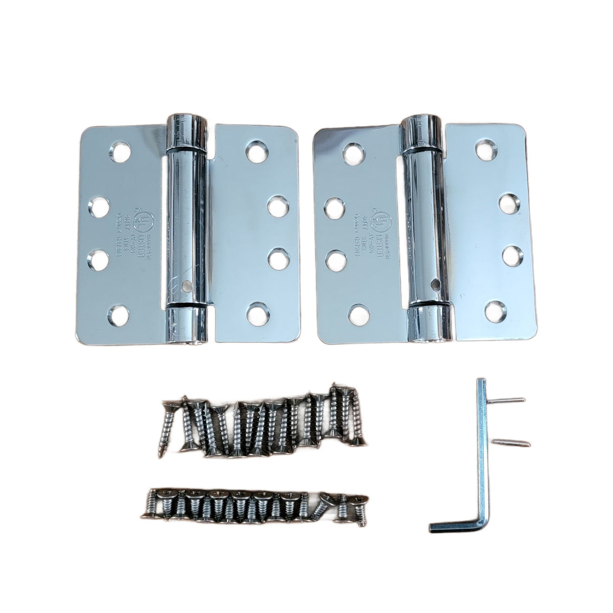 4" X 4" Spring Hinges With 1/4" Radius Corners - Template (Arch) Hole Pattern - Multiple Finishes Available - 2 Pack