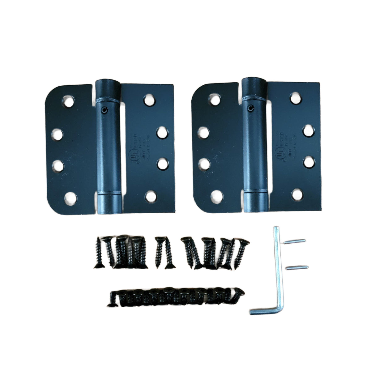 Spring Hinges Self Closing 4" With 5/8" Square Radius - Template (Arch) Hole Pattern - Multiple Finishes - 2 Pack
